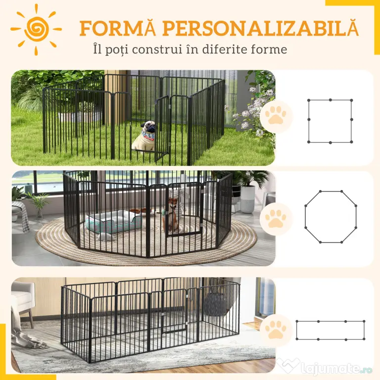 Pawhut tarc Joaca Caini – 6 Panouri Metalice, Rezistent Interior/Exterior | Aosom Romania