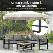 Outsunny Set de Mobilier pentru Grădină din 4 Piese cu 2 Canapele Duble, Colțar și Măsuță de Cafea, 124x61x71,5 cm, Gri | Aosom Romania