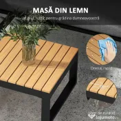 Outsunny Set de Mobilier pentru Grădină din 4 Piese cu 2 Canapele Duble, Colțar și Măsuță de Cafea, 124x61x71,5 cm, Gri | Aosom Romania