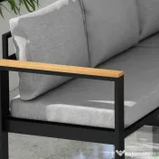 Outsunny Set de Mobilier pentru Grădină din 4 Piese cu 2 Canapele Duble, Colțar și Măsuță de Cafea, 124x61x71,5 cm, Gri | Aosom Romania