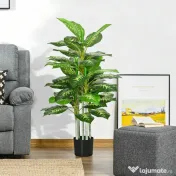 HOMCOM Plantă Artificială Decorativă cu Ghiveci, Φ17x95 cm, Verde | Aosom Romania