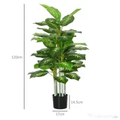HOMCOM Plantă Artificială Decorativă cu Ghiveci, Φ17x95 cm, Verde | Aosom Romania