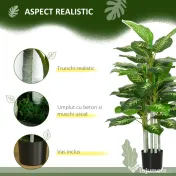 HOMCOM Plantă Artificială Decorativă cu Ghiveci, Φ17x95 cm, Verde | Aosom Romania
