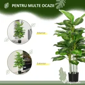 HOMCOM Plantă Artificială Decorativă cu Ghiveci, Φ17x95 cm, Verde | Aosom Romania
