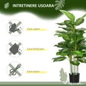 HOMCOM Plantă Artificială Decorativă cu Ghiveci, Φ17x95 cm, Verde | Aosom Romania