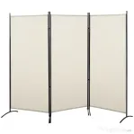 HOMCOM Paravan interior cu 3 panouri, separeu pliabil pentru spatii din metal si poliester, 253x50x182cm, bej