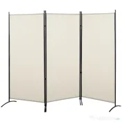 HOMCOM Paravan interior cu 3 panouri, separeu pliabil pentru spatii din metal si poliester, 253x50x182cm, bej 