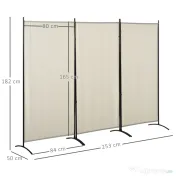 HOMCOM Paravan interior cu 3 panouri, separeu pliabil pentru spatii din metal si poliester, 253x50x182cm, bej 