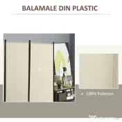 HOMCOM Paravan interior cu 3 panouri, separeu pliabil pentru spatii din metal si poliester, 253x50x182cm, bej 