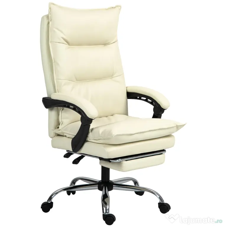 Vinsetto Fotoliu Birou Negru – Rabatabil, Suport Picioare & Ergonomic | Aosom Romania