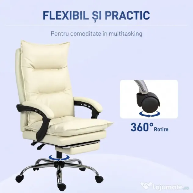 Vinsetto Fotoliu Birou Negru – Rabatabil, Suport Picioare & Ergonomic | Aosom Romania