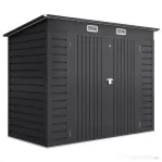 Outsunny Magazie de Grădină din Metal 246×122 cm, Căsuță pentru Scule din Oțel Galvanizat, Uși Glisante și Ventilație