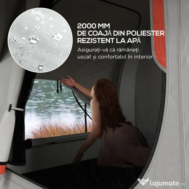 Outsunny Cort Auto Impermeabil cu 3 Uși și Geam din Plasă, Cort Exterior din Fibră de Sticlă, 2.4x2.1x2.1 m, Gri | Aosom Romania