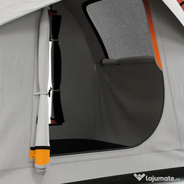 Outsunny Cort Auto Impermeabil cu 3 Uși și Geam din Plasă, Cort Exterior din Fibră de Sticlă, 2.4x2.1x2.1 m, Gri | Aosom Romania