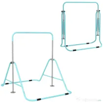 HOMCOM Bară Gimnastică Artistică pentru Copii 3+ Ani cu 5 Niveluri de Înălțime Reglabilă din Oțel, Verde | Aosom Romania