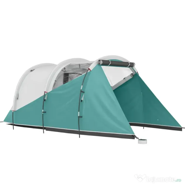 Outsunny Cort de Camping Impermeabil pentru 2-4 Persoane cu Cameră Separată, Cort Tunel cu Geantă de Transport, 460x260x190 cm, Verde | Aosom Romania
