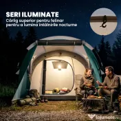 Outsunny Cort de Camping Impermeabil pentru 2-4 Persoane cu Cameră Separată, Cort Tunel cu Geantă de Transport, 460x260x190 cm, Verde | Aosom Romania 