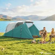 Outsunny Cort de Camping Impermeabil pentru 2-4 Persoane cu Cameră Separată, Cort Tunel cu Geantă de Transport, 460x260x190 cm, Verde | Aosom Romania 