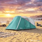 Outsunny Cort de Camping Impermeabil pentru 2-4 Persoane cu Cameră Separată, Cort Tunel cu Geantă de Transport, 460x260x190 cm, Verde | Aosom Romania 