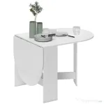 HOMCOM Masă Pliabilă pentru 6 Persoane cu 2 Extensii Ovale din Lemn, 163x80x75 cm, Alb