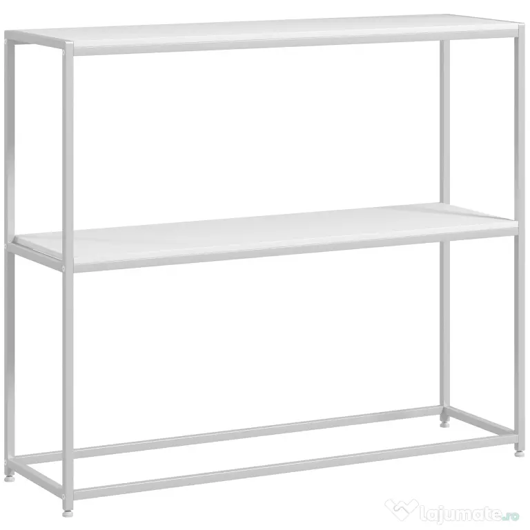 HOMCOM Masă Consolă de Intrare Subțire cu Partea Superioară Deschisă, Dulap Consolă din Oțel și PAL, 100x30x87 cm, Alb | Aosom Romania