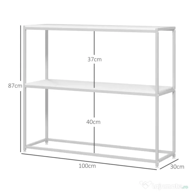 HOMCOM Masă Consolă de Intrare Subțire cu Partea Superioară Deschisă, Dulap Consolă din Oțel și PAL, 100x30x87 cm, Alb | Aosom Romania