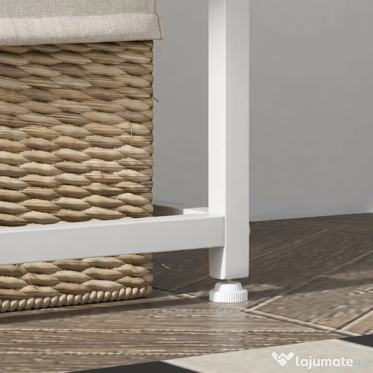 HOMCOM Masă Consolă de Intrare Subțire cu Partea Superioară Deschisă, Dulap Consolă din Oțel și PAL, 100x30x87 cm, Alb | Aosom Romania