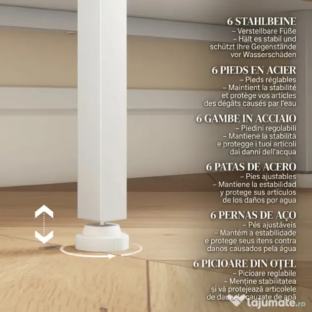 HOMCOM Dulap Modern de Depozitare cu Ușă din Plasă, 4 Compartimente Deschise și Raft Reglabil, 120x37x81.5 cm, Alb | Aosom Romania