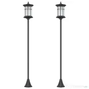 Outsunny Set 2 Lămpi Solare cu Autonomie de 6h și Fixare în Sol, din Oțel Inoxidabil și ABS, 23,5x23,5x184 cm, Negru 