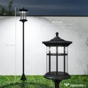 Outsunny Set 2 Lămpi Solare cu Autonomie de 6h și Fixare în Sol, din Oțel Inoxidabil și ABS, 23,5x23,5x184 cm, Negru 