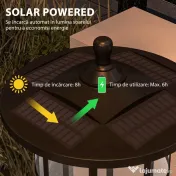 Outsunny Set 2 Lămpi Solare cu Autonomie de 6h și Fixare în Sol, din Oțel Inoxidabil și ABS, 23,5x23,5x184 cm, Negru 