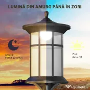 Outsunny Set 2 Lămpi Solare cu Autonomie de 6h și Fixare în Sol, din Oțel Inoxidabil și ABS, 23,5x23,5x184 cm, Negru 