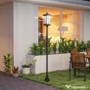 Outsunny Set 2 Lămpi Solare cu Autonomie de 6h și Fixare în Sol, din Oțel Inoxidabil și ABS, 23,5x23,5x184 cm, Negru 