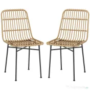 HOMCOM Set 2 Scaune pentru Bucătărie și Living Stil Boho, Scaune Moderne din PE Ratan și Oțel, 45x57x83 cm, Galben | Aosom Romania