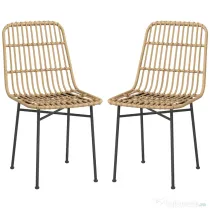 HOMCOM Set 2 Scaune pentru Bucătărie și Living Stil Boho, Scaune Moderne din PE Ratan și Oțel, 45x57x83 cm, Galben | Aosom Romania