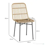 HOMCOM Set 2 Scaune pentru Bucătărie și Living Stil Boho, Scaune Moderne din PE Ratan și Oțel, 45x57x83 cm, Galben | Aosom Romania