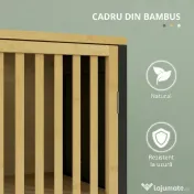 HOMCOM Dulap de Baie Sub Chiuvetă, Dulap de Depozitare, Chiuvetă Bambus, Unitate de Baie cu 2 Uși cu Lamele,  60x30x70 cm, Natural | Aosom Romania 