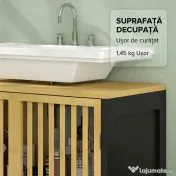 HOMCOM Dulap de Baie Sub Chiuvetă, Dulap de Depozitare, Chiuvetă Bambus, Unitate de Baie cu 2 Uși cu Lamele,  60x30x70 cm, Natural | Aosom Romania 