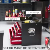 HOMCOM Ladă pentru Unelte cu 6 Sertare și Încuietoare, 60x26x34 cm, Negru | Aosom Romania 
