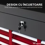 HOMCOM Ladă pentru Unelte cu 6 Sertare și Încuietoare, 60x26x34 cm, Negru | Aosom Romania 