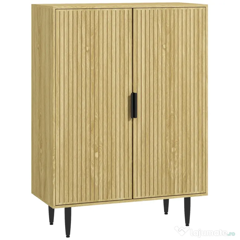 HOMCOM Dulap Pantofi 5 Niveluri cu Rafturi Reglabile, Picioare Metalice, Design Elegant Stejar, Stabil și Sigur, 80x38x110 cm | Aosom Romania