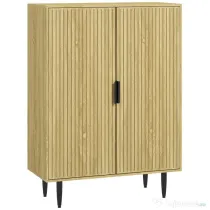 HOMCOM Dulap Pantofi 5 Niveluri cu Rafturi Reglabile, Picioare Metalice, Design Elegant Stejar, Stabil și Sigur, 80x38x110 cm | Aosom Romania