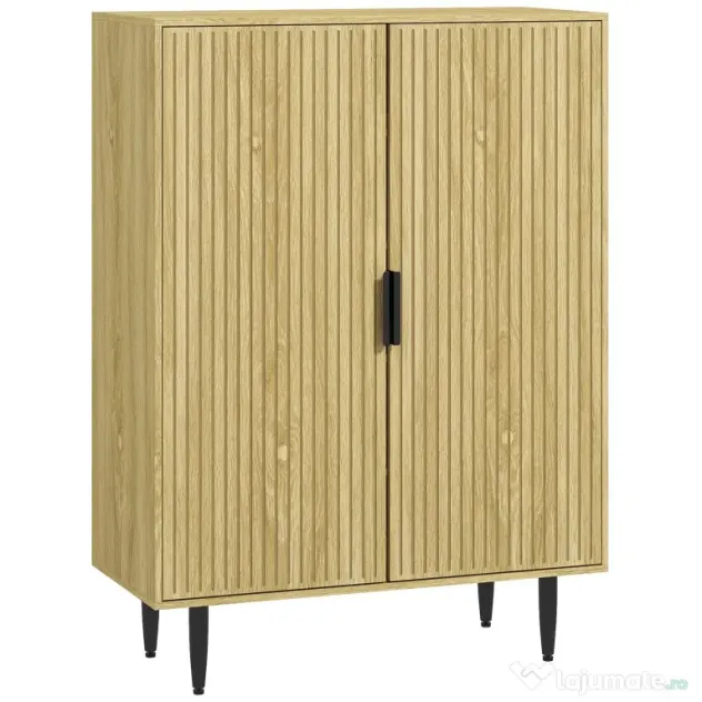 HOMCOM Dulap Pantofi 5 Niveluri cu Rafturi Reglabile, Picioare Metalice, Design Elegant Stejar, Stabil și Sigur, 80x38x110 cm | Aosom Romania