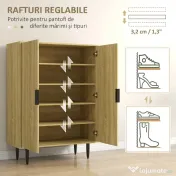 HOMCOM Dulap Pantofi 5 Niveluri cu Rafturi Reglabile, Picioare Metalice, Design Elegant Stejar, Stabil și Sigur, 80x38x110 cm | Aosom Romania 