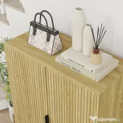 HOMCOM Dulap Pantofi 5 Niveluri cu Rafturi Reglabile, Picioare Metalice, Design Elegant Stejar, Stabil și Sigur, 80x38x110 cm | Aosom Romania 