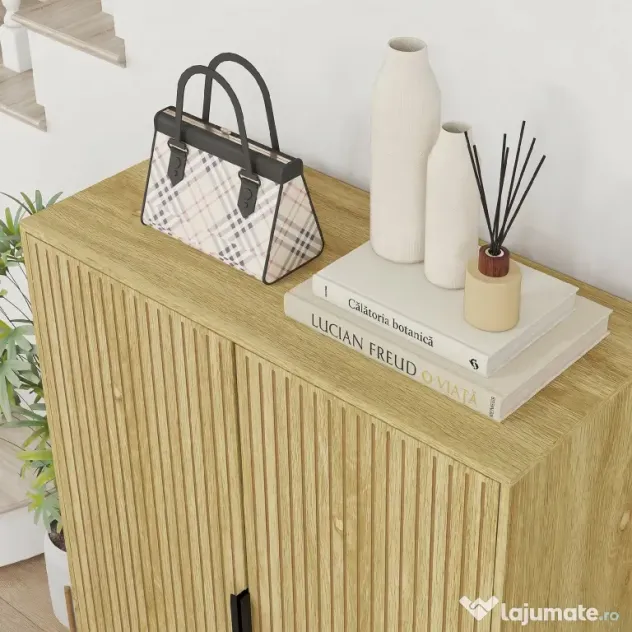 HOMCOM Dulap Pantofi 5 Niveluri cu Rafturi Reglabile, Picioare Metalice, Design Elegant Stejar, Stabil și Sigur, 80x38x110 cm | Aosom Romania