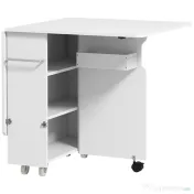 HOMCOM Masă pliabilă cu 2 frunze picătură și spațiu de depozitare, 3 rafturi, pentru 6 persoane, extensibilă, 130x80x76.5 cm | Aosom Romania 