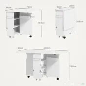 HOMCOM Masă pliabilă cu 2 frunze picătură și spațiu de depozitare, 3 rafturi, pentru 6 persoane, extensibilă, 130x80x76.5 cm | Aosom Romania 