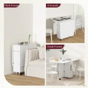 HOMCOM Masă pliabilă cu 2 frunze picătură și spațiu de depozitare, 3 rafturi, pentru 6 persoane, extensibilă, 130x80x76.5 cm | Aosom Romania 