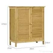 HOMCOM Comodă în Stil Boho din Rattan și Bambus, Dulap cu 2 Uși și Raft Interior, 60x27x67.5 cm, Lemn Natural | Aosom Romania 